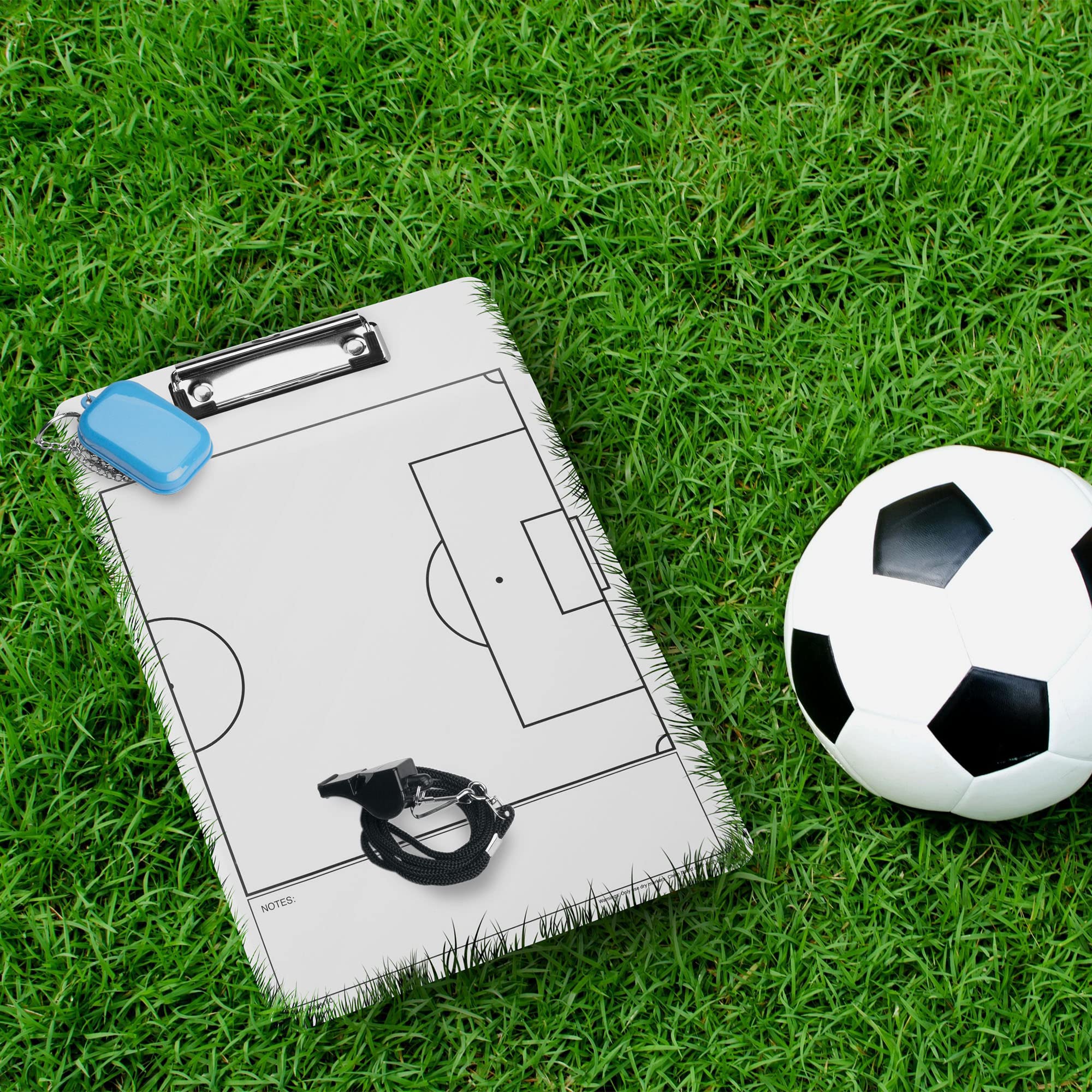 Pizarra Táctica Fútbol Reversible para Entrenadores con Silbato, Hojas y Bolsa