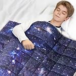 Solfres 7lbs Weighted Blanket, 41 x 60 Inches, Printing Heavy Blanket 7 Pounds, Ultra Soft and Cozy, Stars, Sensory Items, Universe Galaxy
