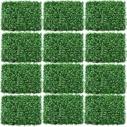 Muro Falso Exterior ybaymy 12 paneles de pared de césped artificial de 60 x 40 cm, paneles de boj de seto de enrejado, detección de plantas de hiedra falsa, valla de privacidad, telón de fondo de césped para interiores y