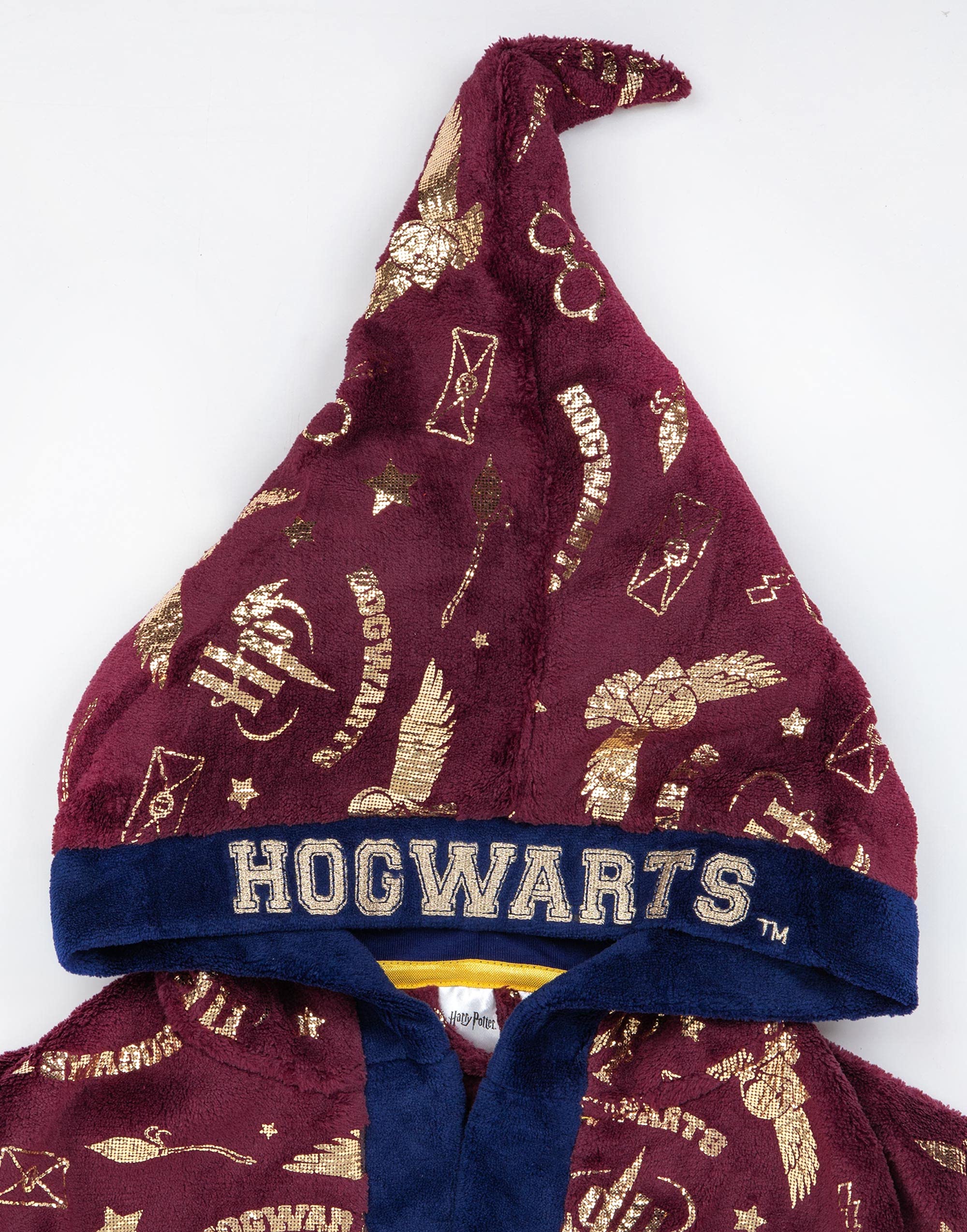Harry Potter-Bademantel für Mädchen | Kinder Zwei Optionen Rot Hogwarts ODER Blau Hedwig Pyjama-Robe | Magischer Bademantel mit Hexenhut-Kapuze
