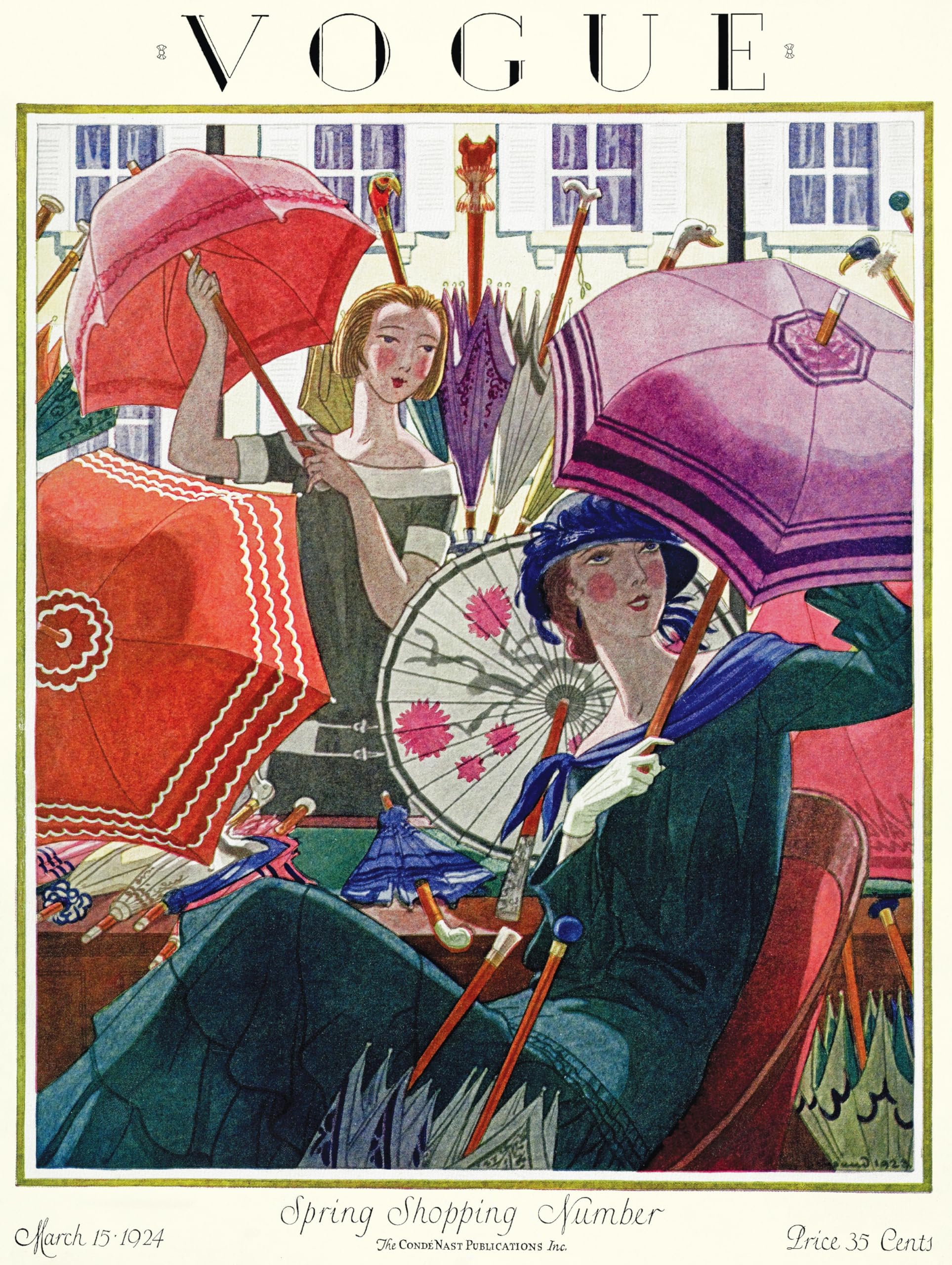 New York Puzzle Company - Vogue Magazine Painted Parasols - 1000 Piece Jigsaw Puzzle for Family Game Nights by Pierre Brissaud - Image 2