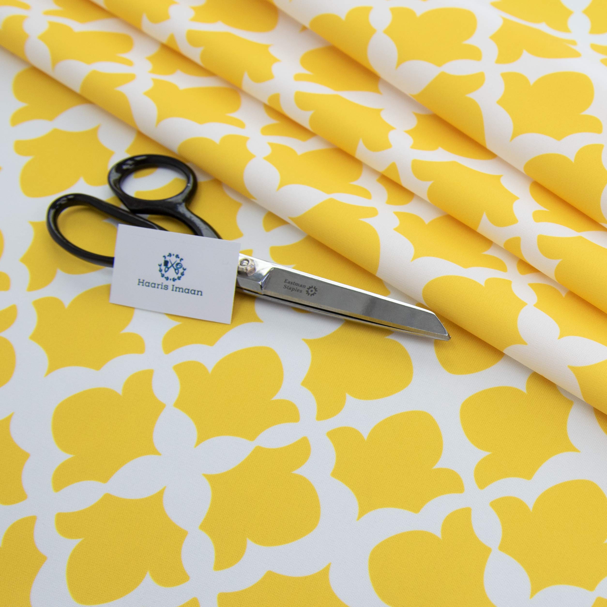 Haaris Imaan Arabesque Collection Printed Water Resistant Upholstery Fabric 1 Metre, Arabesque Mustard
