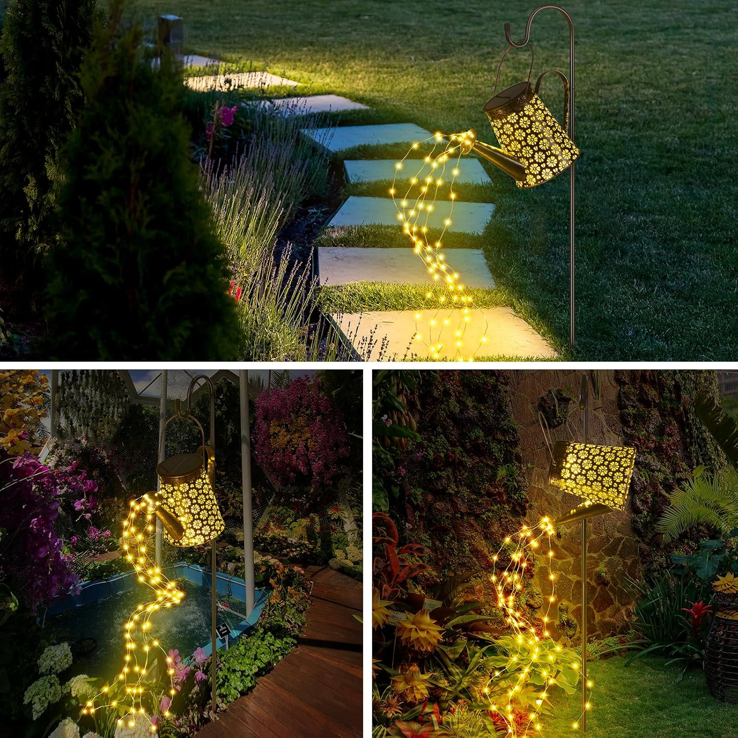 90 LED Solar Watering Can with Lights, Waterproof Large Hanging Lantern Landscape Solar Lights Outdoor Garden Decor for Outside Yard Porch Gardening Gifts for Mom Birthday Mother's Day - Image 7