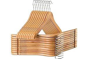 Zober Wooden Hangers with Rubber Grip - 20 Pack Non-Slip, Heavy Duty Wooden Coat Hangers