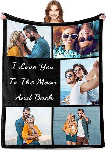 Funny DIY Manta de fotos personalizada con texto, regalos personalizados para el día de San Valentín para parejas, novio, novia, manta personalizada