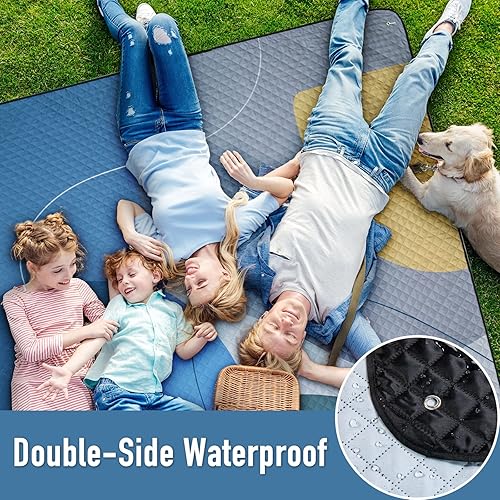 Miniatura 4 de PY SUPER MODE Mantas de pícnic extra grandes, impermeables, plegables, para exteriores, de gran tamaño, 83 x 79 pulgadas, a prueba de arena, tapete