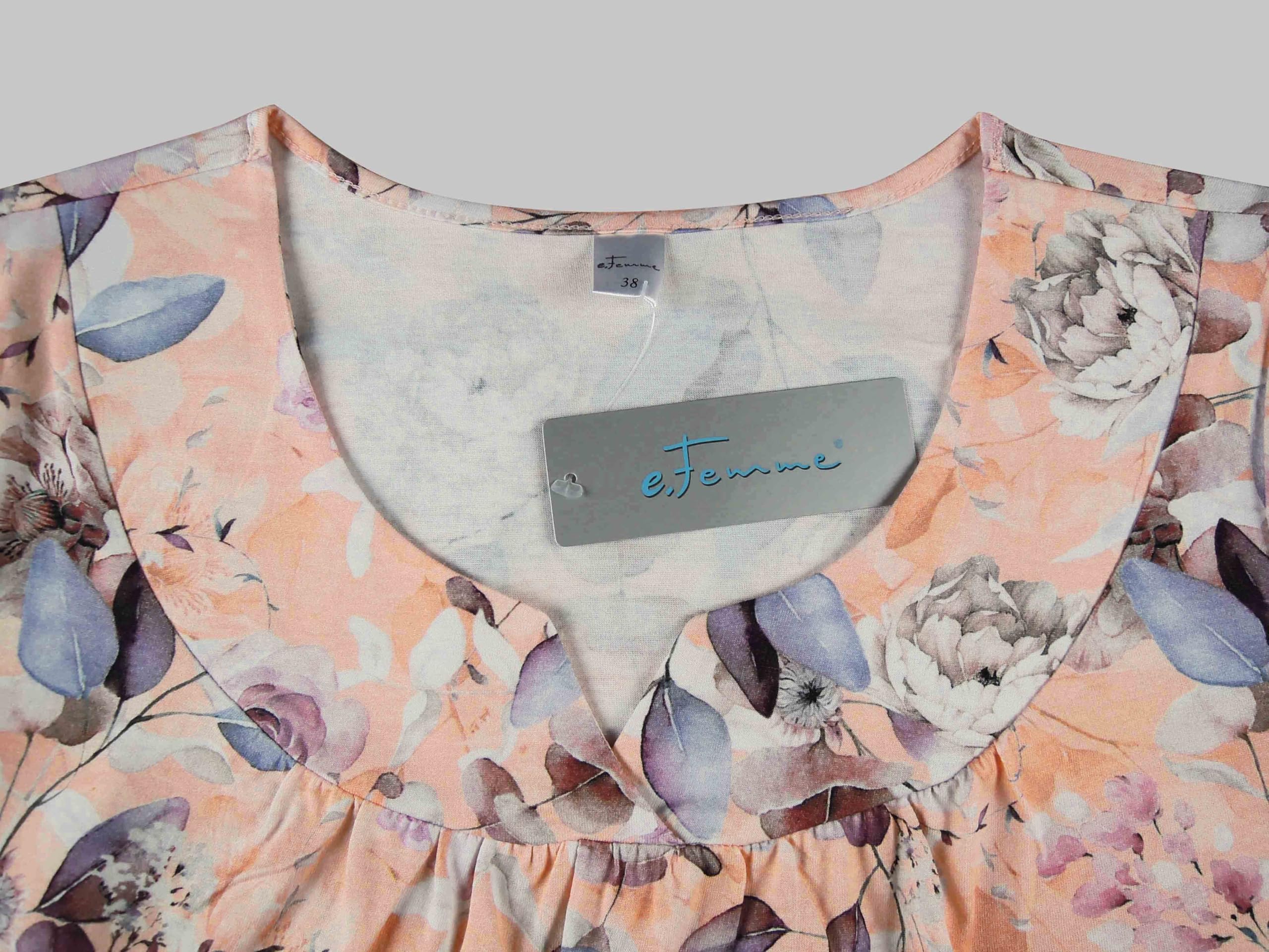 e.Femme® Camicia da notte da donna a maniche corte ANA 1161 in 100% cotone