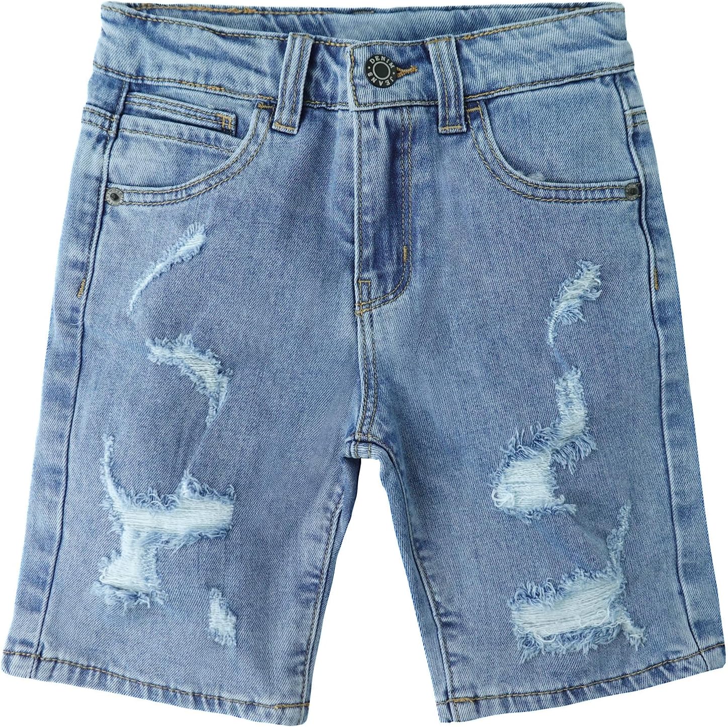 KIDSCOOL SPACE Baby Little Big Boys Denim Shorts,Elastic Waistband Inside Ripped Holes Stretch Jeans Summer Wear