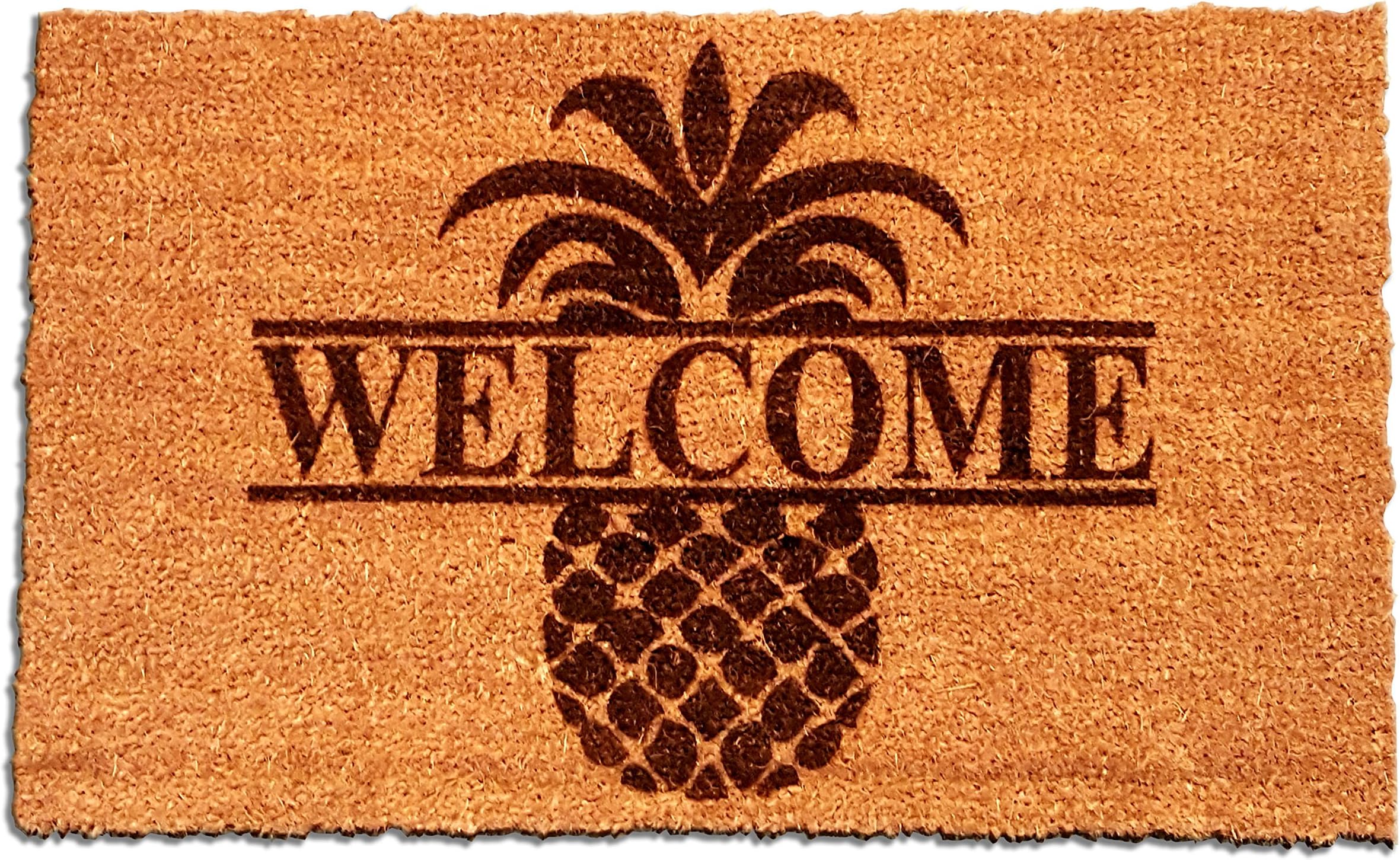 Personalized [Your Name] Coir Fiber Laser Engraved Doormat 30” x 18” Pineapple – Custom