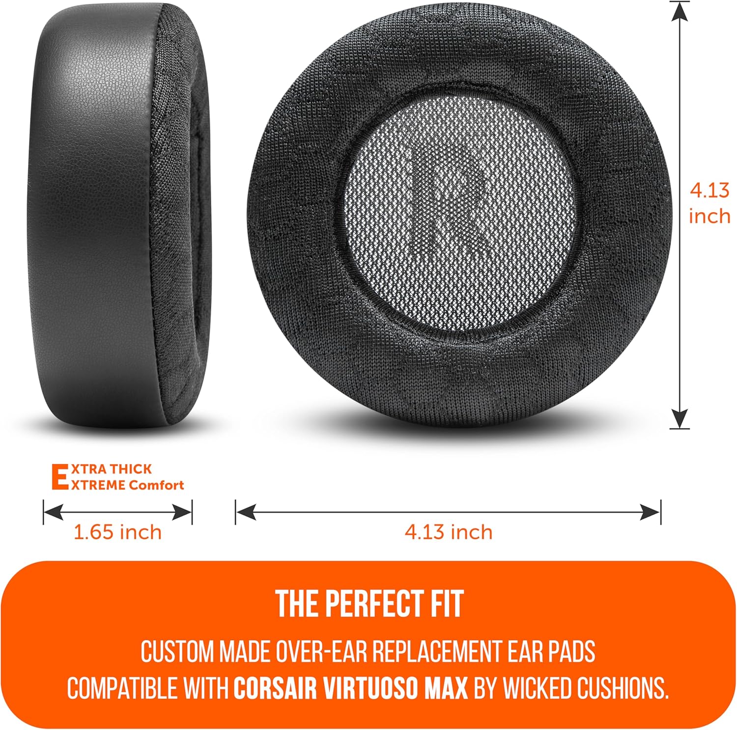 WC Freeze V2 Virtuoso Max - Cooling Gel Earpads for Corsair Virtuoso Max by Wicked Cushions | Extreme Comfort, New Freeze V2 Cooling Fabric, Extra Thick | Black - Image 5