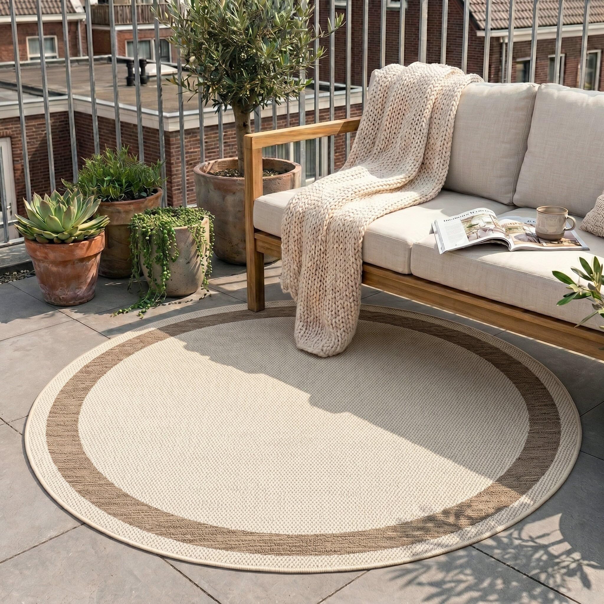 Tapis exterieur resistant pluie rond de qualite supérieure Ø 120cm