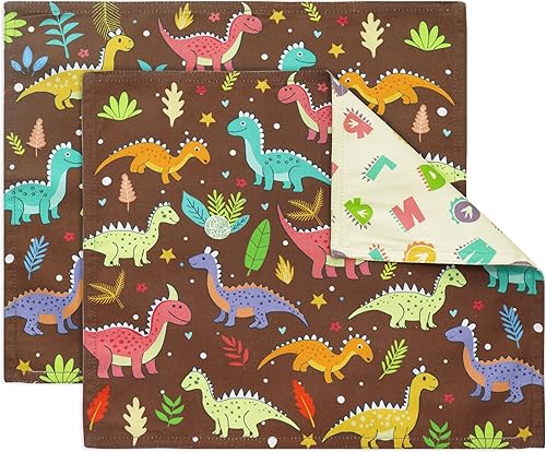 PurpleEssences Manteles individuales de tela reutilizables, ecológicos, 15 x 13 pulgadas, 2 capas, gruesos, absorbentes, lavables a máquina, juego