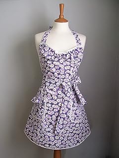 vintage style apron - 1950s apron - Daisy apron - apron gift - apron - mauve daisy apron - handmade apron - apron with pockets