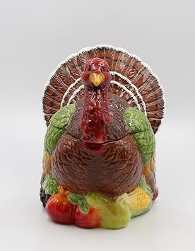 Cosmos Gifts Turkey Design Ceramic Cookie Jar, 10-3/8-Inch