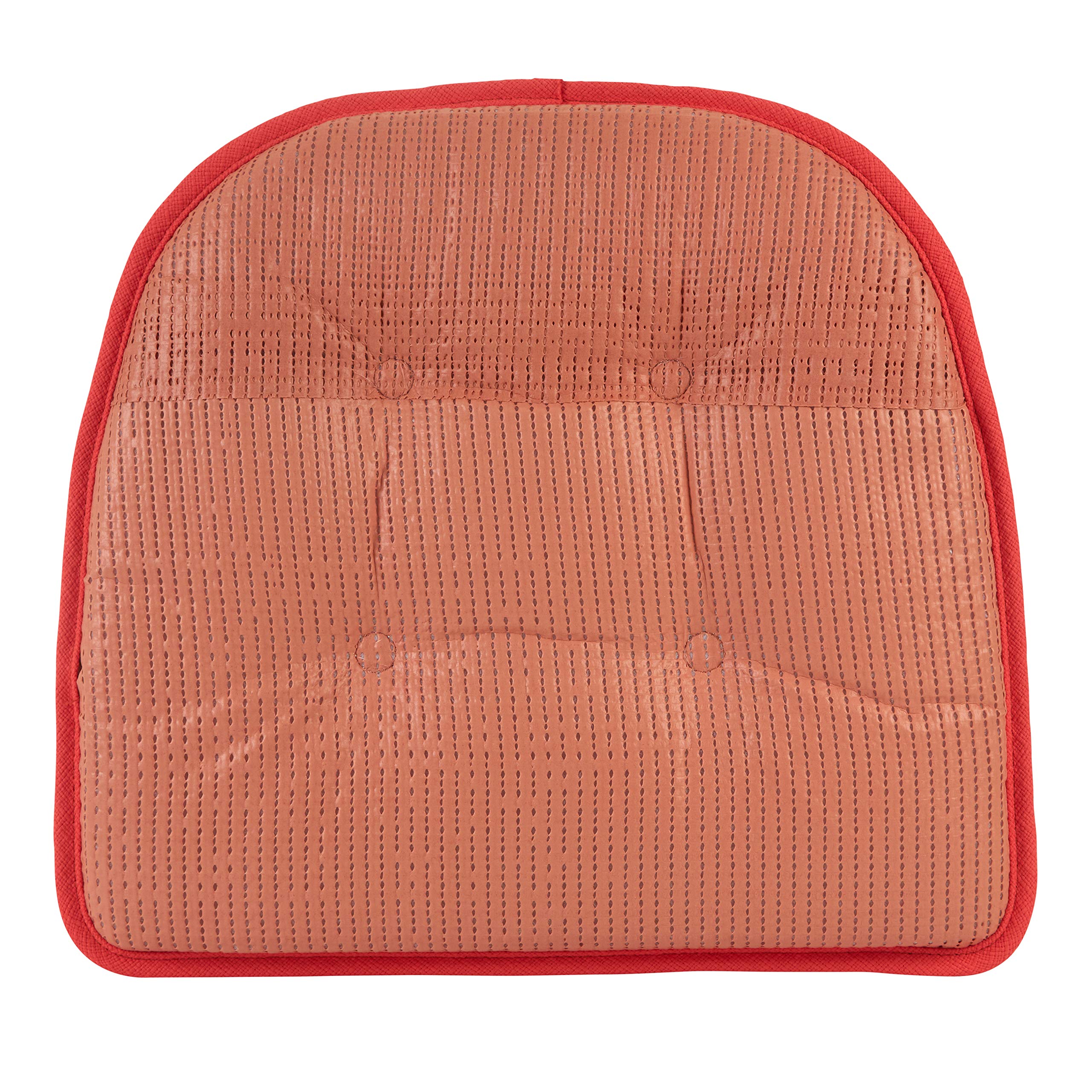 Klear Vu Omega Non-Slip Universal Chair Cushions for Dining Room, Kitchen and Office Use, U-Shaped Skid-Proof Seat Pad, 15x16 Inches, 6 Pack, Coral