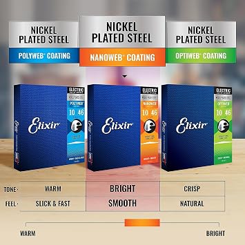 Elixir Strings - Nickel Plated Steel Electric Guitar Strings with NANOWEB Coating - Elixir Electric Guitar Strings - 3 Pack, Light 10-46
