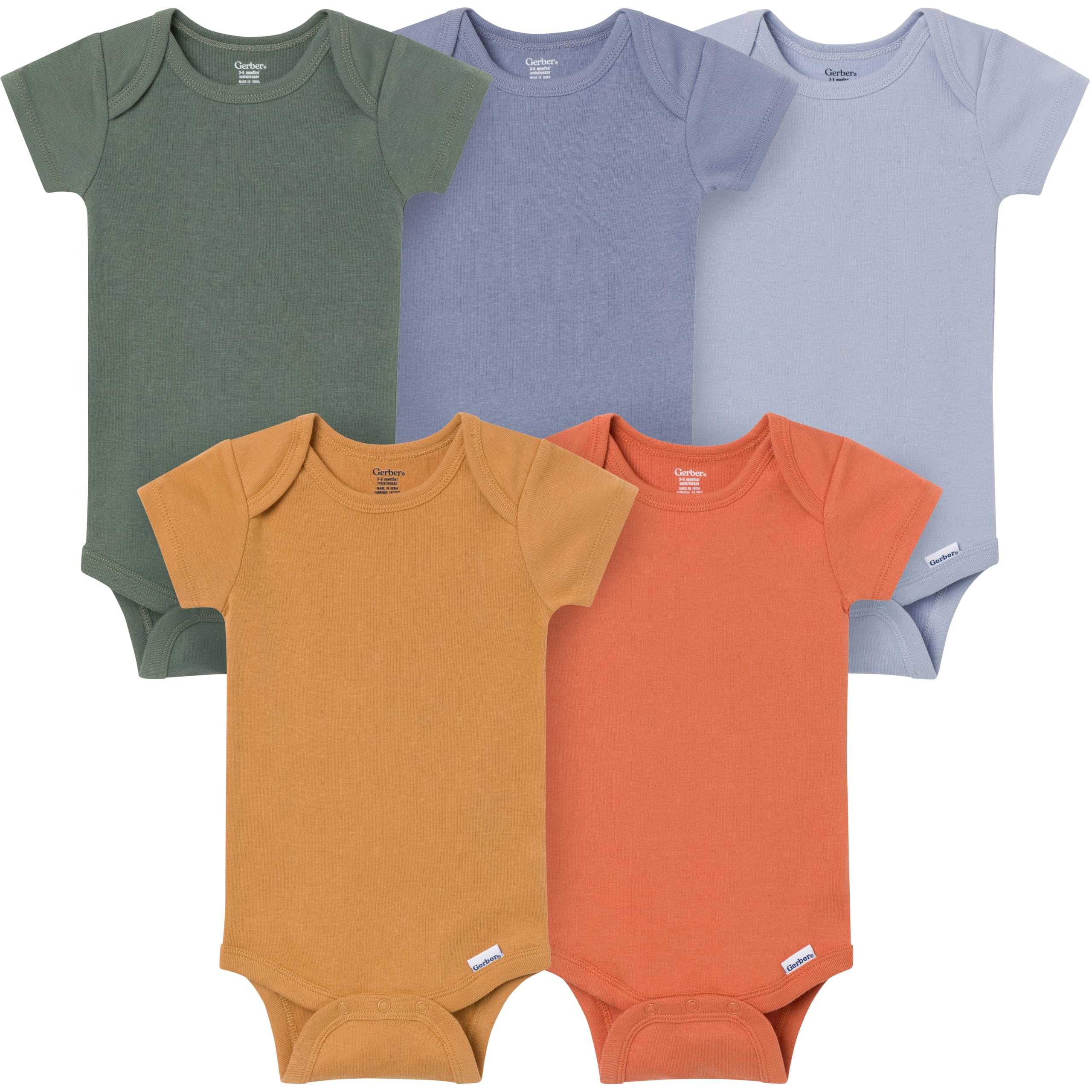 Gerber Baby Boys &amp; Girls 5-Pack Solid Onesies Bodysuits
