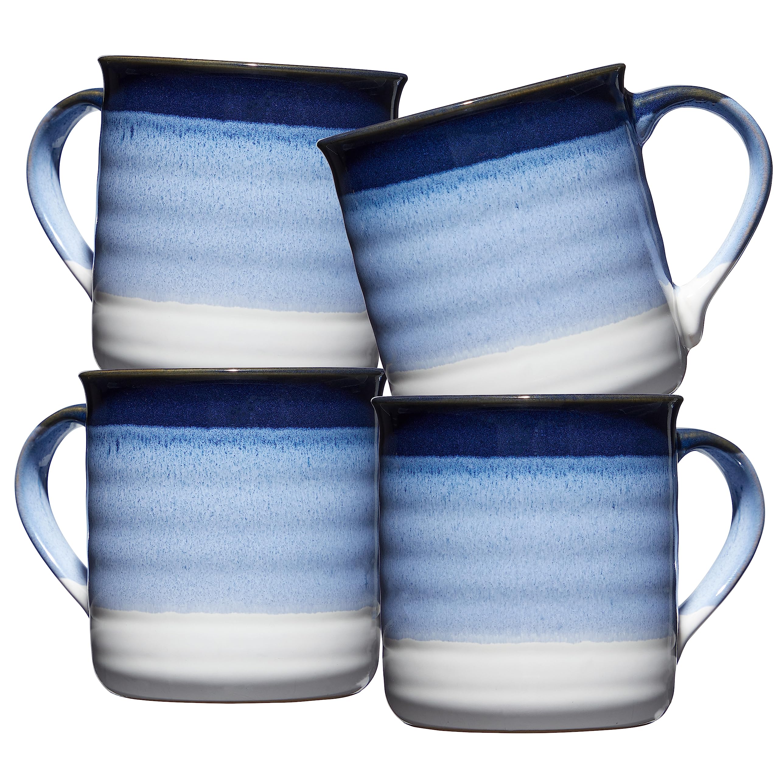 SHEFFIELD HOMECeramic Mug Set - 4 Large 18oz Coffee Mugs with Handles for Tea, Latte, Cappuccino, Milk and Hot Chocolate. Microwave and Dishwasher Safe - Reactive Glaze