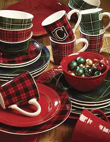 Miniatura 2 de Certified International Taza de Navidad a cuadros de 16 onzas, juego de 6 diseños surtidos, 6 unidades (paquete de 1),