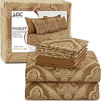 Vista 19 de LDC LUX Décor Colección - Juego de sábanas para cama de tamaño individual con estampado de cachemira – 4 piezas de sábanas de microfibra ultra