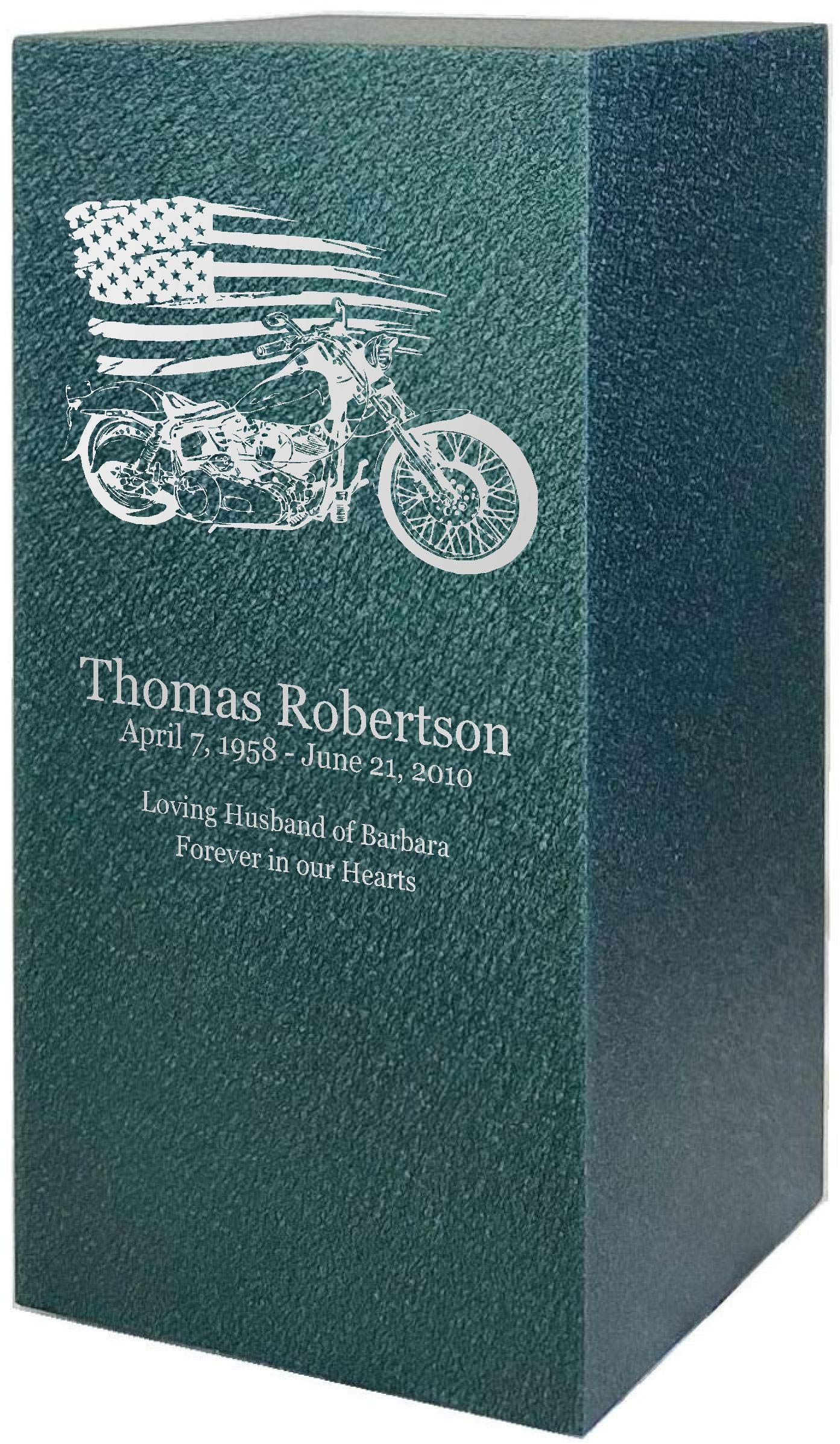 Motorcycle Personalized Cremation Urns for Human Ashes | Metal Funeral Urn for Adult Men and Women | Custom Engraved | Made in USA by Amaranthine Urn Company | Color Options Available