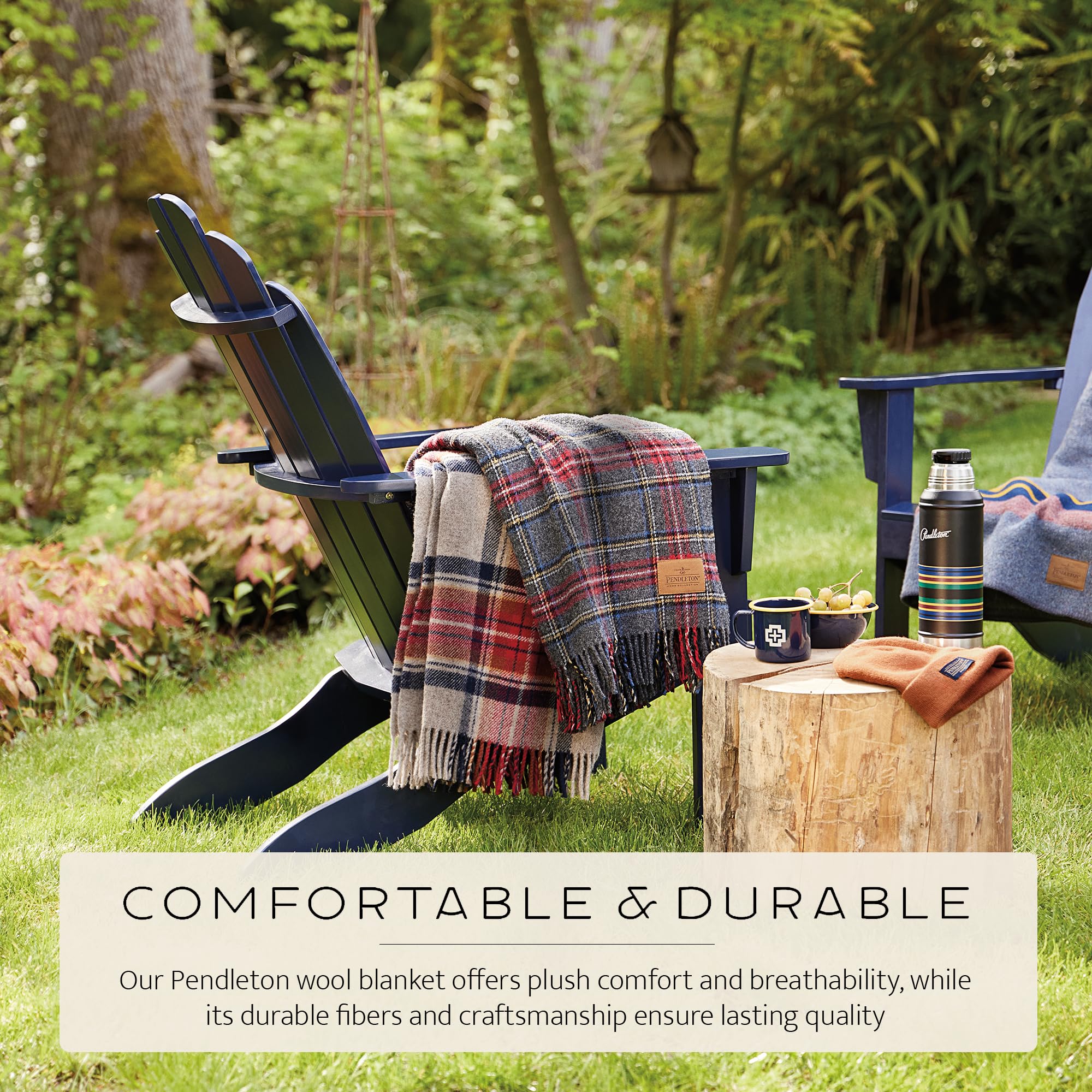 PENDLETON Carry Along Motor Robe with Leather Carrier, Ruby Beach