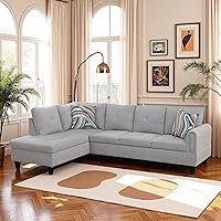 Vista 10 de Sofá seccional en forma de L con chaise, sofás seccionales de 3 piezas modulares convertibles para juegos de muebles de sala de estar y apartamento