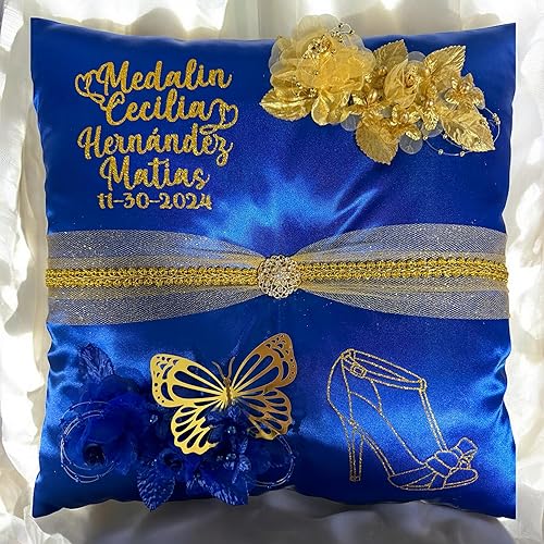 Miniatura 2 de Quinceañera Pillow Set  Sweet 16 Full Set, Quinceanera's Accessories (Blue, Shoe Pillow)