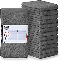 Utopia Towels Kitchen Bar Mops 12-Pack - 16x19 Inch 100% Cotton Super Absorbent Grey Cleaning Towels for Home & Kitchen