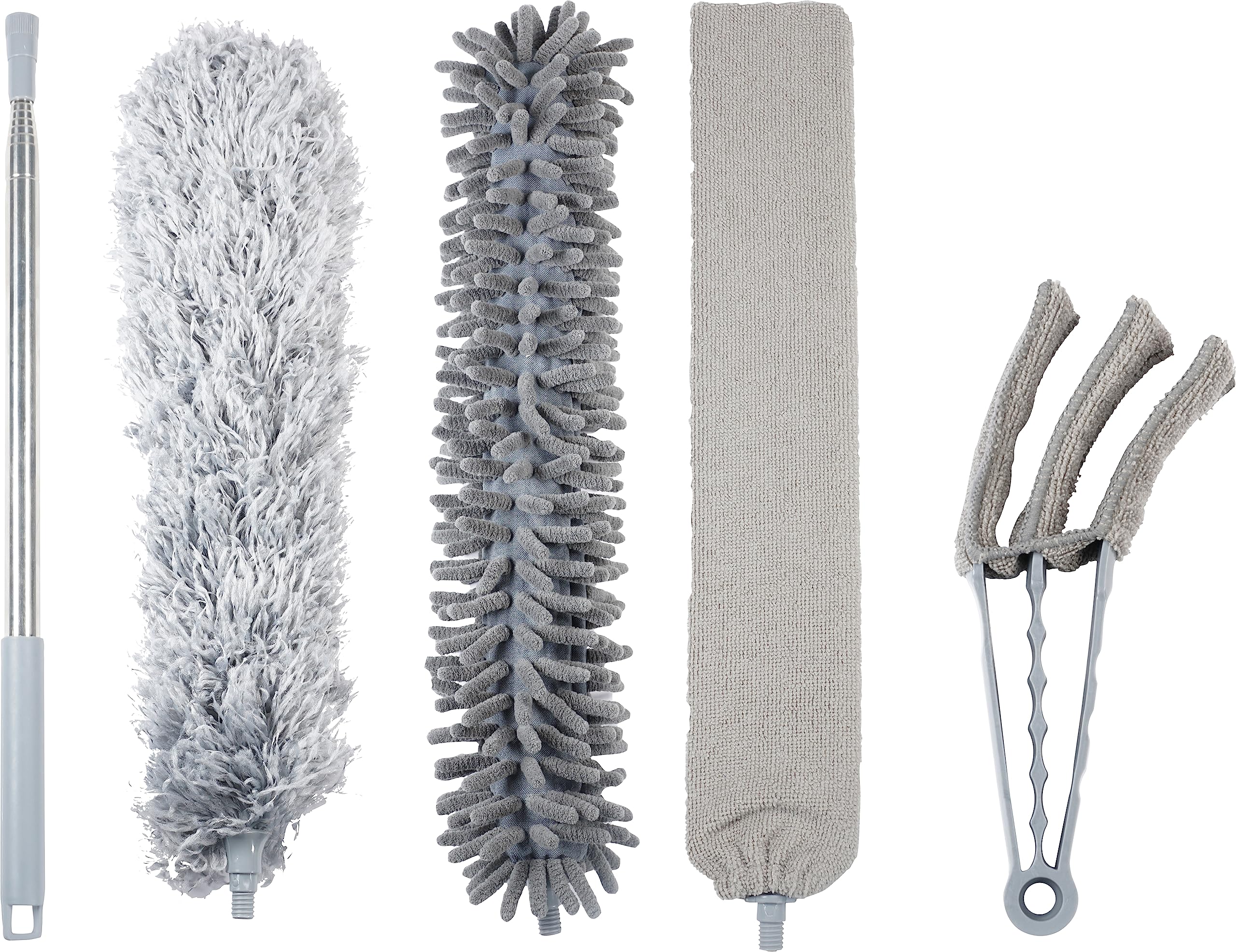 St Helens Home and Garden Universal 5 Piece Professional Duster Cleaning Kit With Extendable Long Handle Bendable Heads Telescopic Pole for Walls, Ceiling Fan, Radiators, Shelves, Tops and Blinds