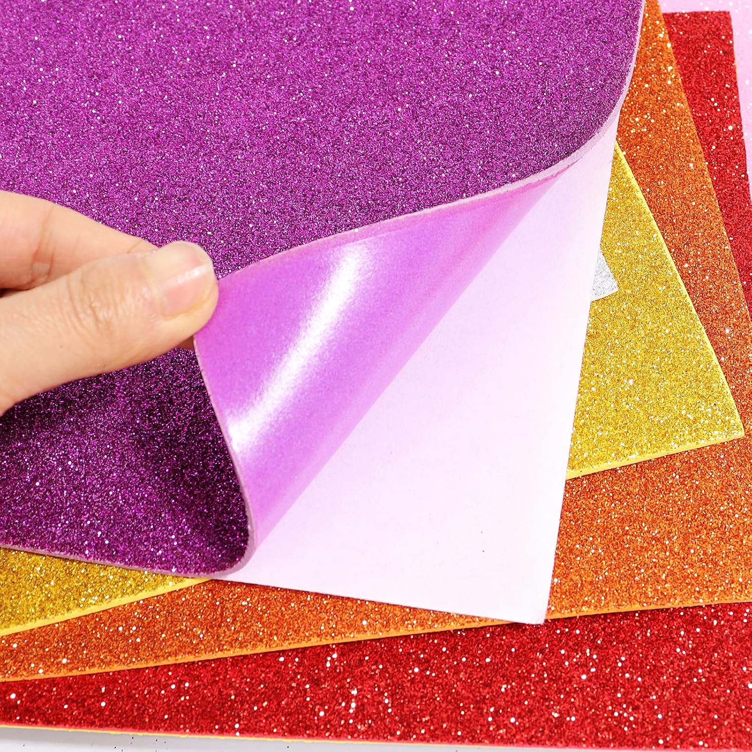 20 Sheets Glitter Paper Sheet for Crafts St. Patrick's April Fool's Memorial Father's Day Decor Table Decor, A4 Cardstock Self-adhesive Paper for Scrapbook Graduation DIY Card (Multicolor)