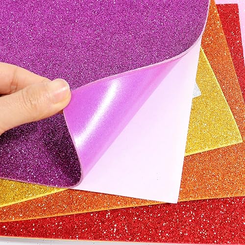 Vista 54 de 10 hojas de espuma con purpurina para manualidades, papel de cartulina A4, papel adhesivo autoadhesivo para construcción de Navidad, álbum de Azul