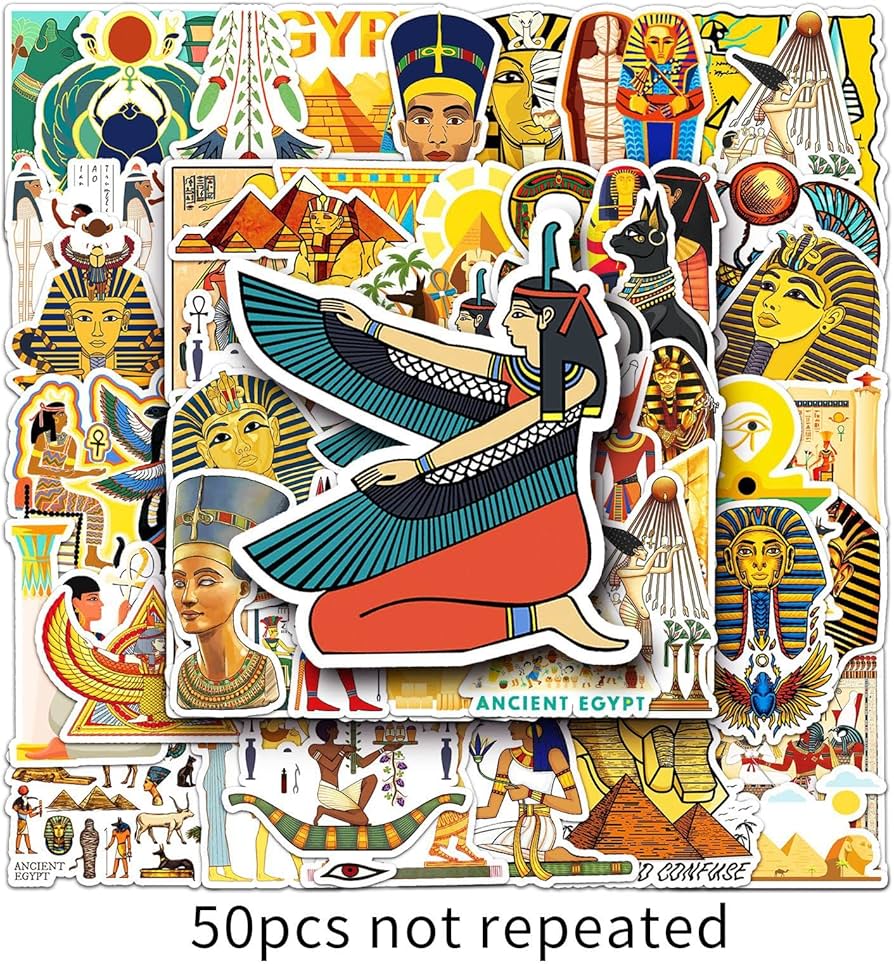海外レア　エジプトデザイン Amazon.co.jp: Generic 古代エジプトのステッカー 50枚、古代文明防水