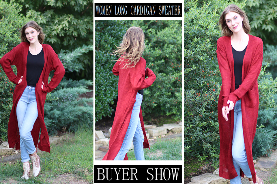 Women long cardigan sweater