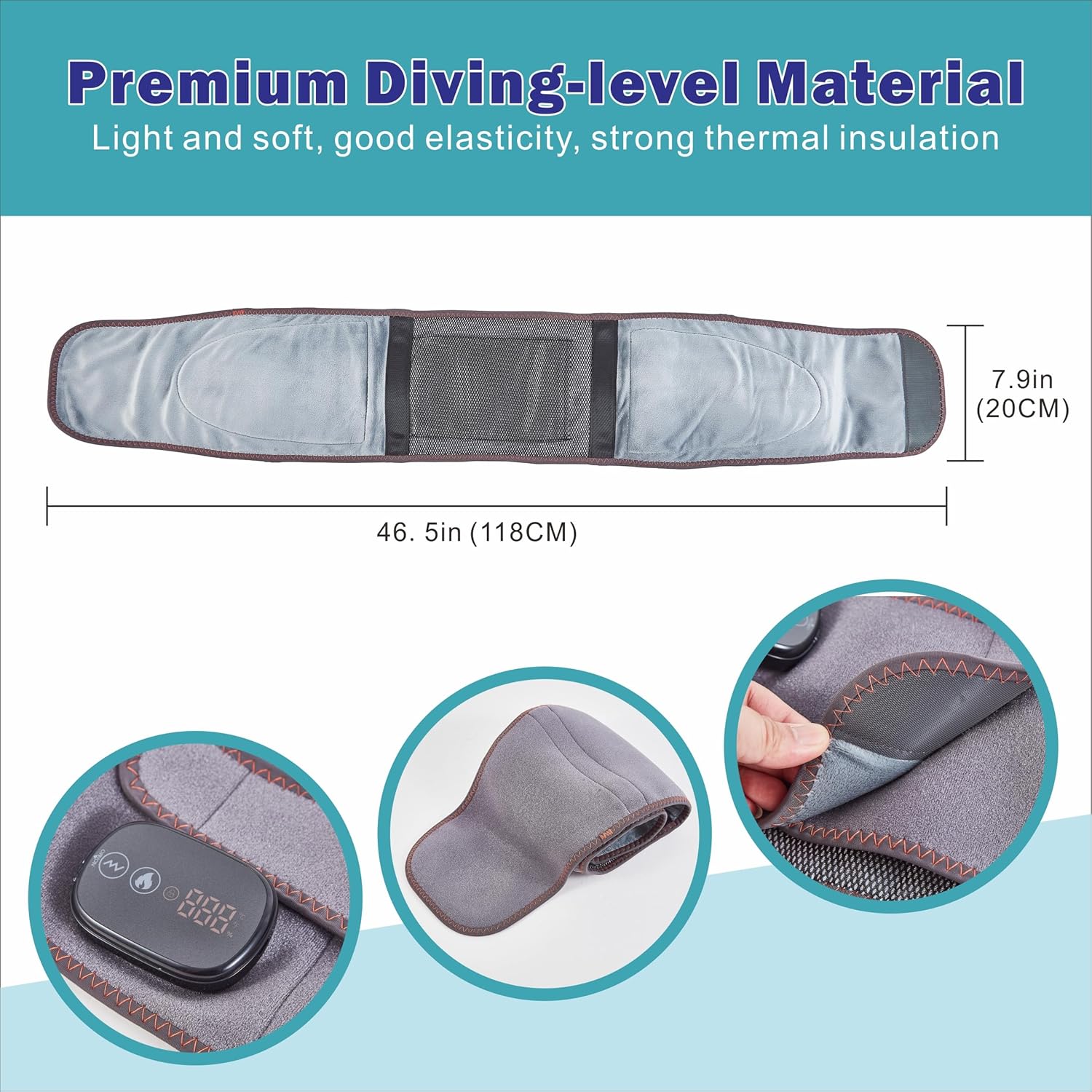 Lower Back Massager Waist Belt - Red Light Therapy, 3 Heating & Vibration Levels, Touchscreen Control, Adjustable Size, Multi-Use Heating Pad for Back/Stomach/Neck Pain Relief, Heated Back Brace - Image 9