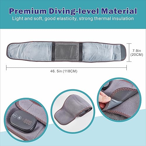 Miniatura 6 de Cinturón de cintura masajeador de espalda baja, terapia de luz roja, 3 niveles de calefacción y vibración, control de pantalla táctil, tamaño