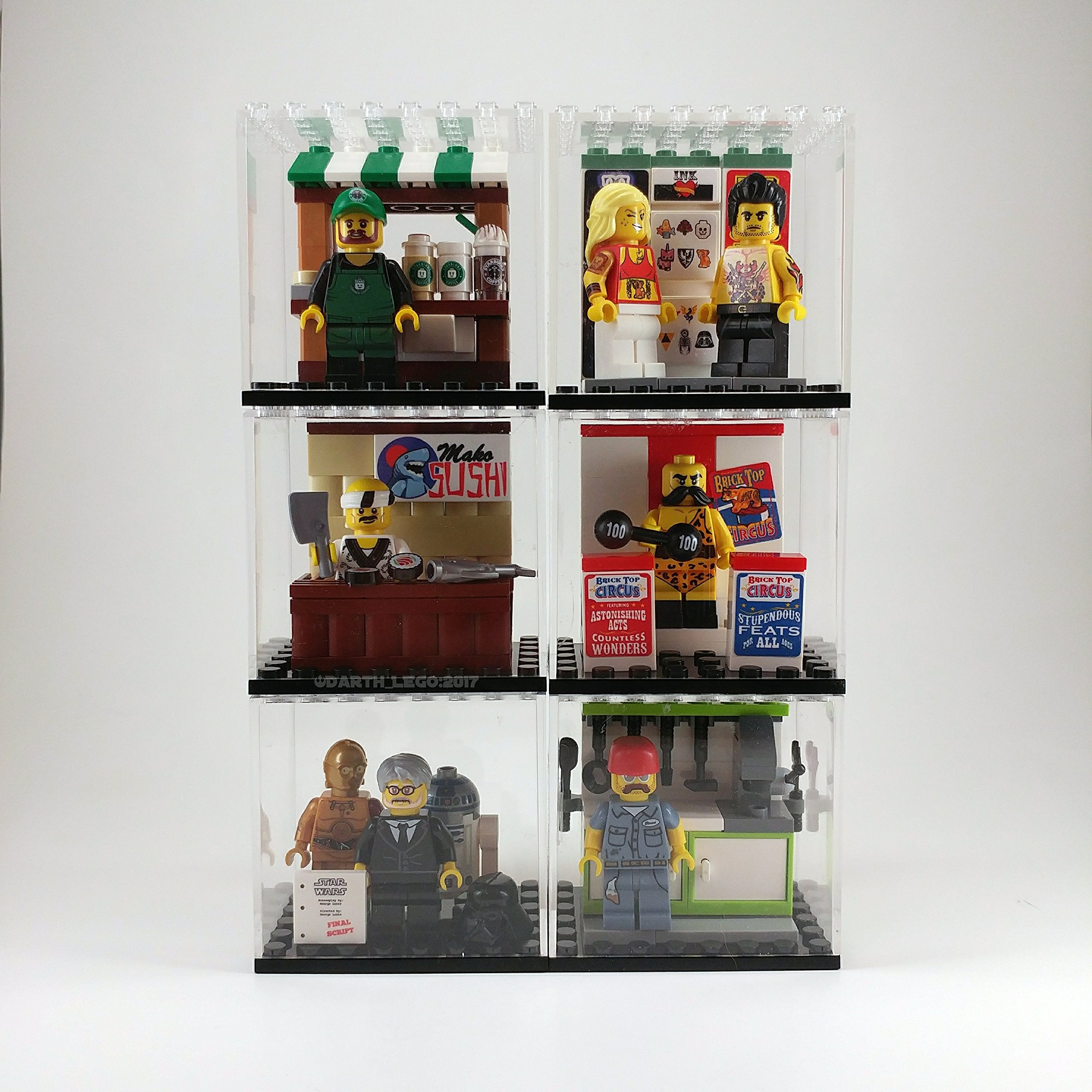 4 Lot Pack Clear Plastic Original Building Blocks Minifigures Display