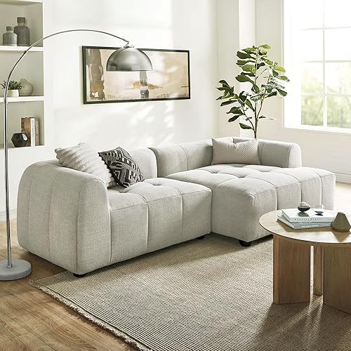 Modway Liana Right-Facing Modular Sofa with Chaise in Linen -