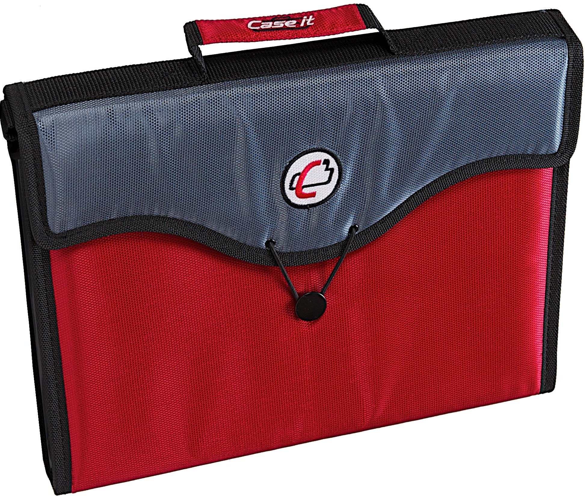 Case-it 13-Pocket Expanding File with Handle and Shoulder Strap, Red, EFF-30-RED