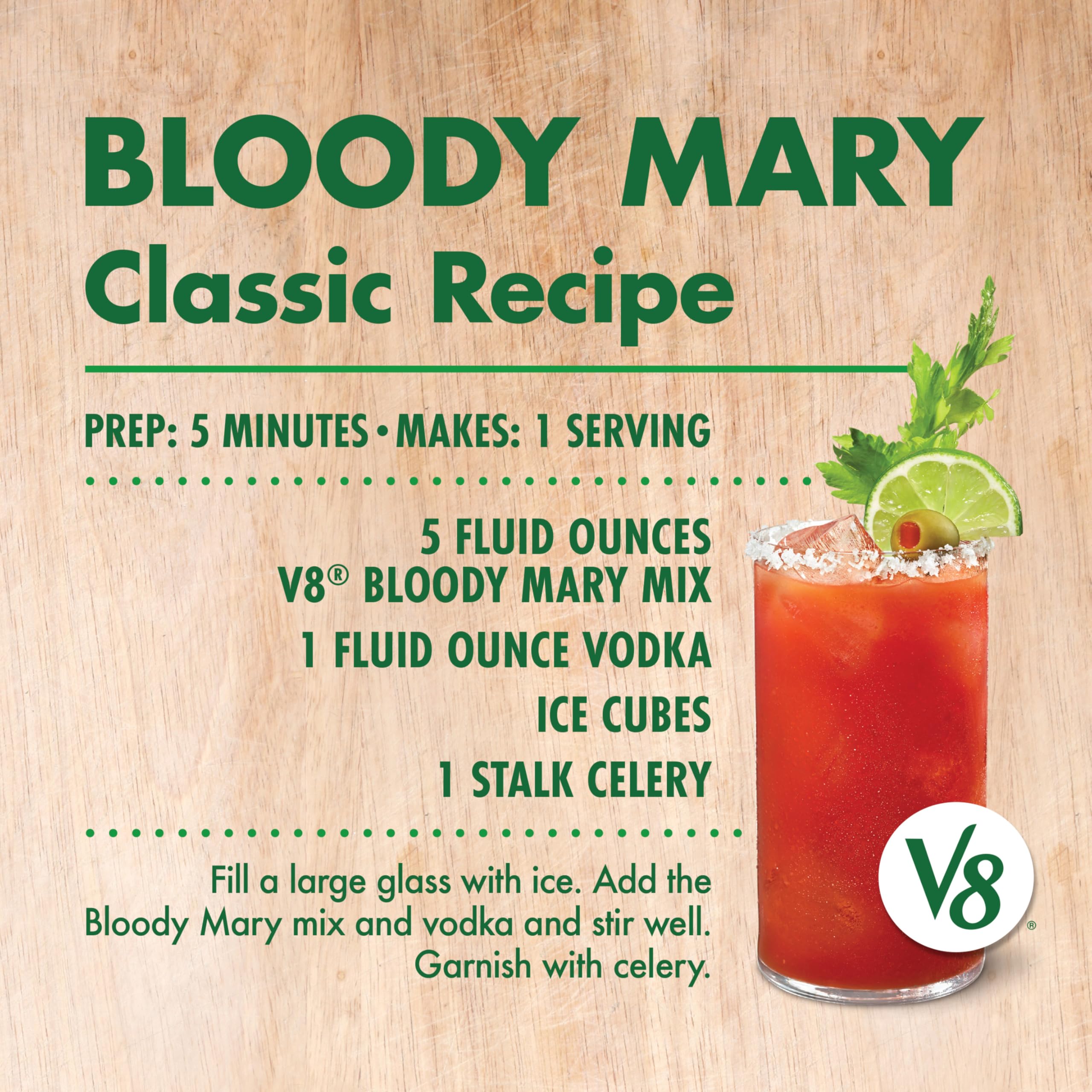 V8 Bloody Mary Mix, jugo de verduras para cócteles, botella 46 oz