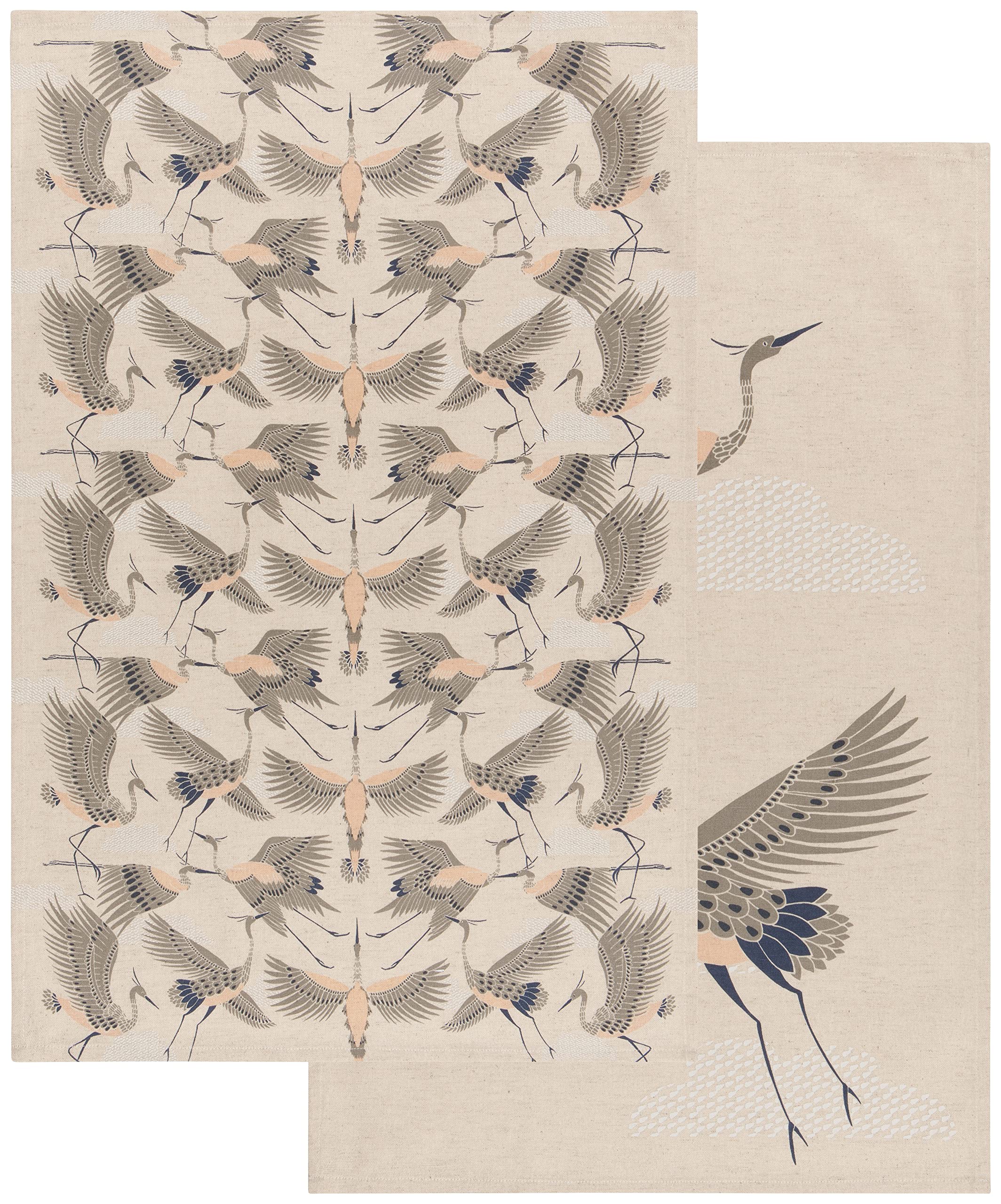 Danica Studio Flight of Fancy Cotton Linen Blend Kitchen Towel 18 x 28 inches, Set of 2