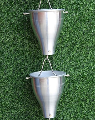 Miniatura 4 de KAM Home - Cadena de lluvia de aluminio XL con adaptador de canaleta para kit de instalación de cadena de lluvia (8.5 pies, natural)