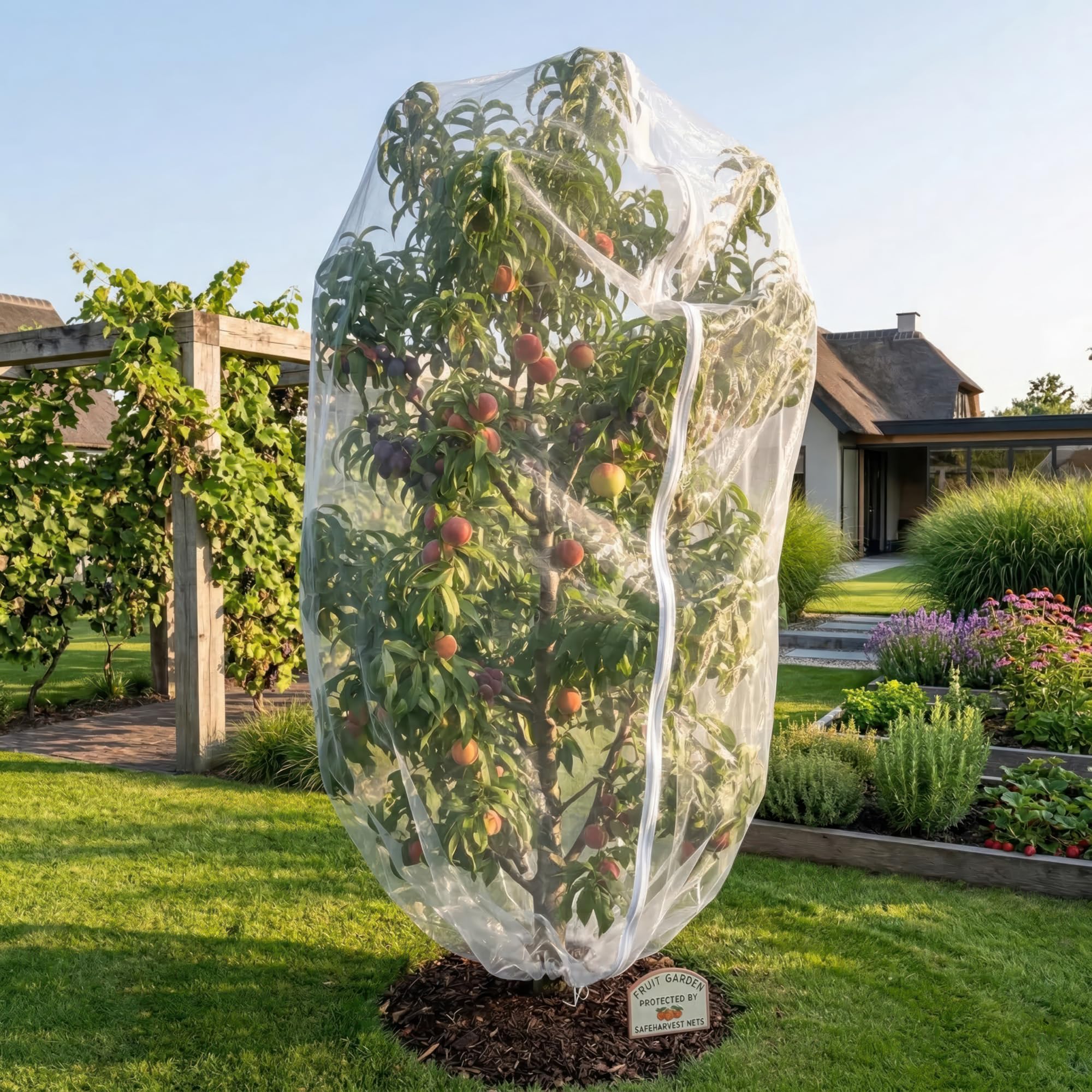 Fruit Tree Protection Bags 6.5x8.5 FT in 1 Pack | Multiple Size Garden Netting for Fruit & Vegetable Protection | White Plant Net Cover for Blueberry & Tomato | Bird & Insect Mesh Fabric Protector