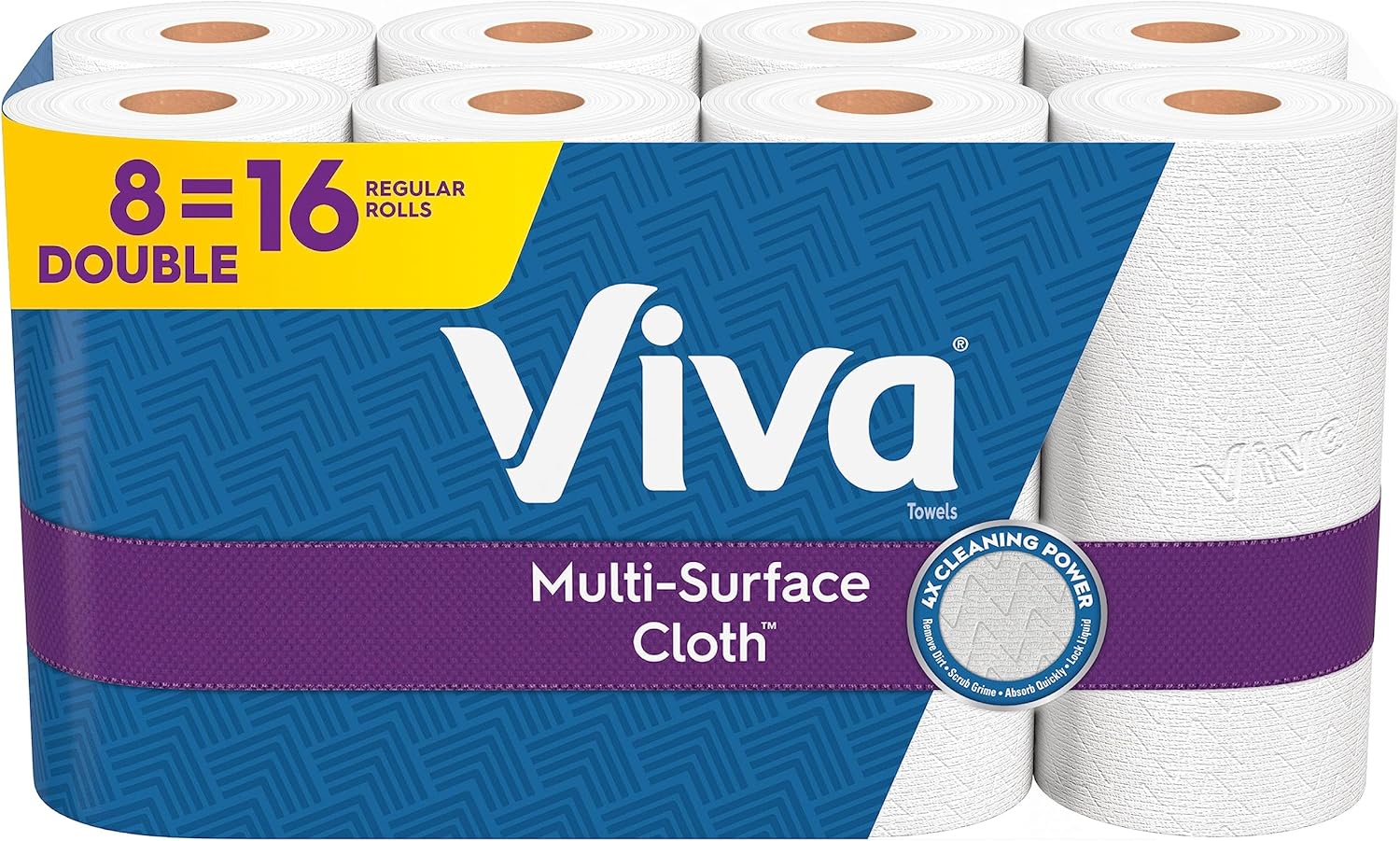 Viva Multi-Surface Cloth Paper Towels, Choose-A-Sheet - 8 Double Rolls = 16 Regular Rolls (110 Sheets Per Roll)
