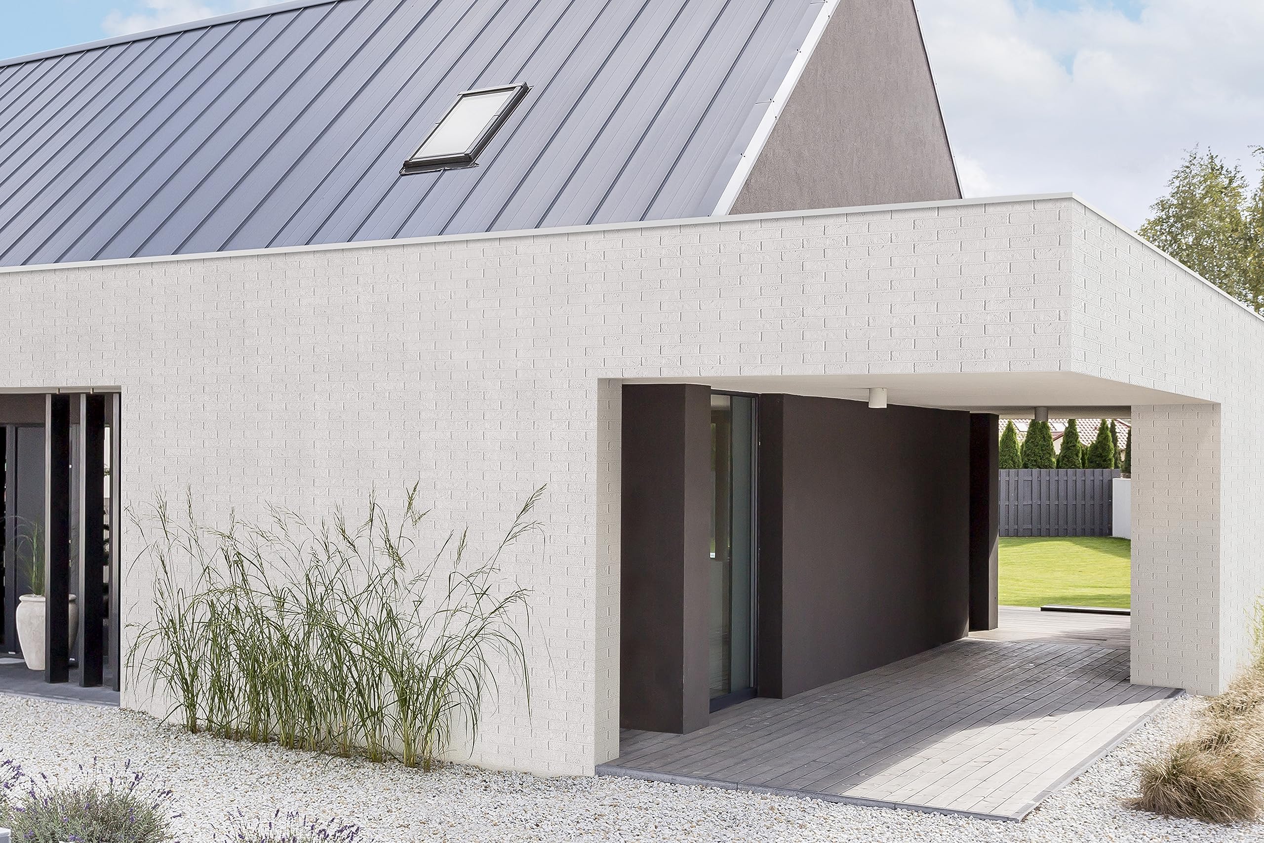 DOVER Revêtement mural flexible, revêtement mural extérieur, Brique de Parement Flexible-Lot de 1 mètre carré-Lattes, blanc, 50x210 mm, revêtement de façade intérieur, installation facile.