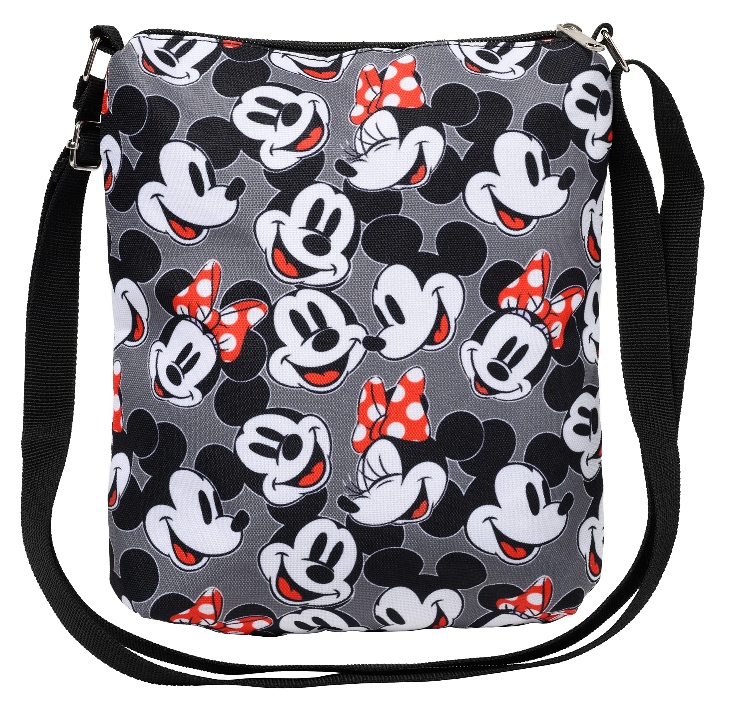 Bandolera Mickey Minnie Winnie the Pooh Estampado Pasaporte Viaje, Mickey Minnie Gris 2