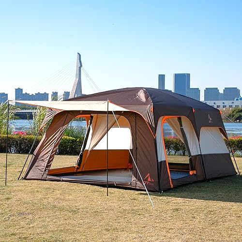 Miniatura 3 de KTT Extra Large Tent 10-12-14 Person(B),Family Cabin Tents,2 Rooms,3 Doors and 3 Windows with Mesh,Straight Wall,Waterproof,Double Layer,Big Tent