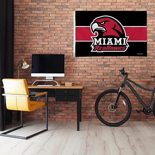 Miniatura 2 de Rico Industries Bandera de los Miami of Ohio Redhawks de la NCAA de 3 x 5 pies, de una sola cara, para interior o exterior, decoración del hogar