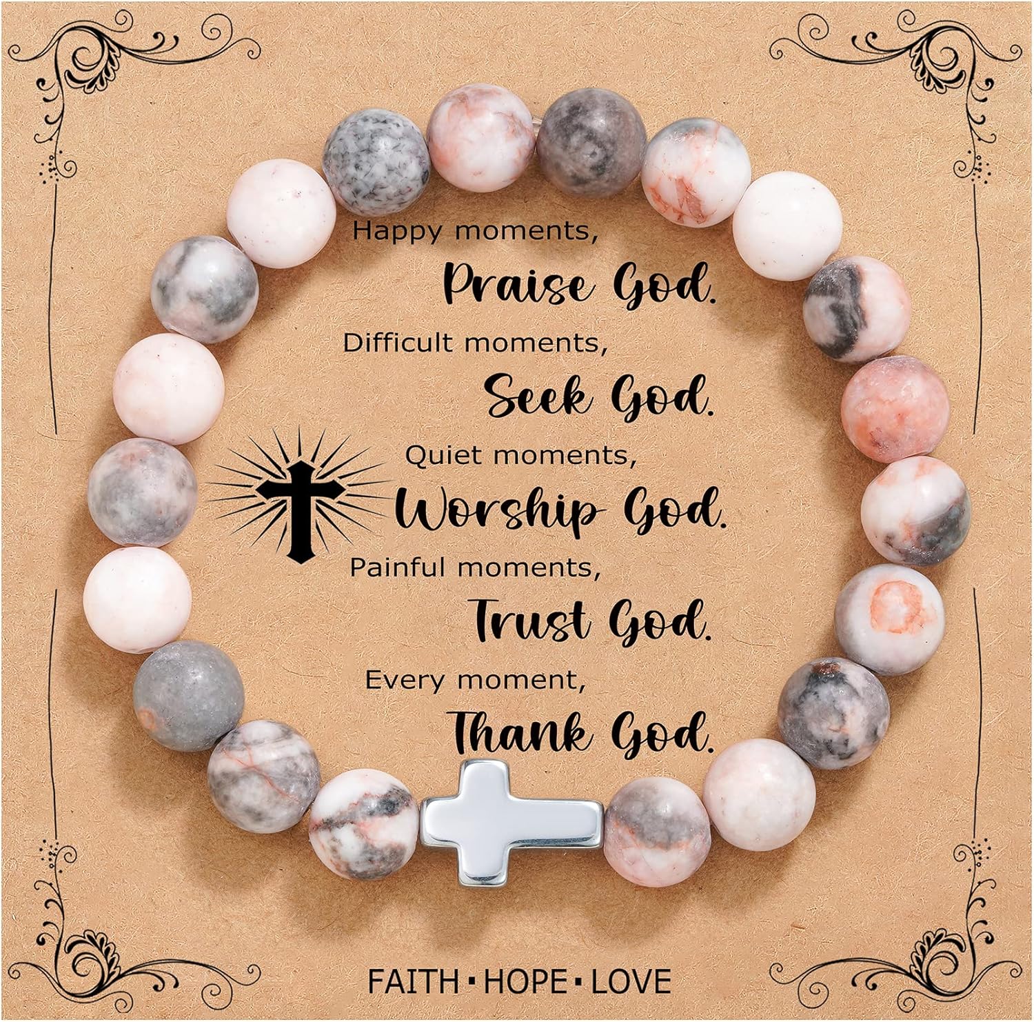 QWNHONEY Christian Gifts for Women Cross Beads Bracelet Catholic Religious Mothers Day Birthday Christmas Gifts for Women Mother Daughter Sister Girlfriend Grandma Wife