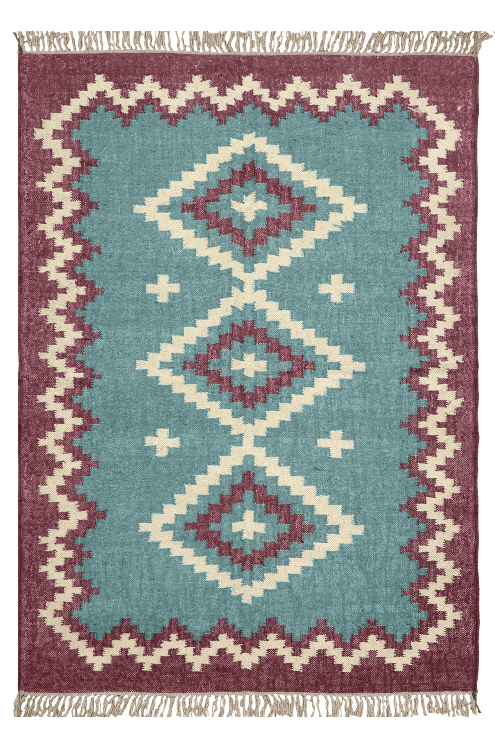 Tapis de salle de jeux en laine et jute bleu turquoise tapis pour cuisine